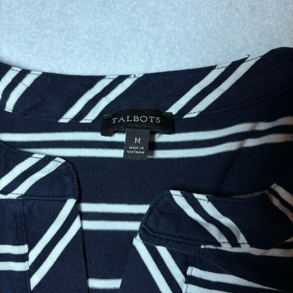 Talbots Black White Stripe V Neck Lyocell Rayon Blend Size M - Picture 3 of 7